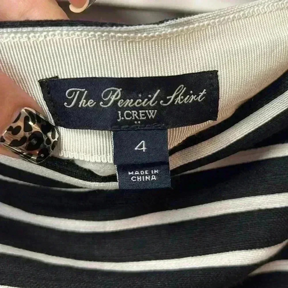 J. Crew Linen Blend Pencil Skirt Size 4 Black & White - Picture 2 of 6